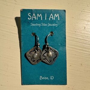 Handmade sterling silver earring set with small pearl bead Sam I Am